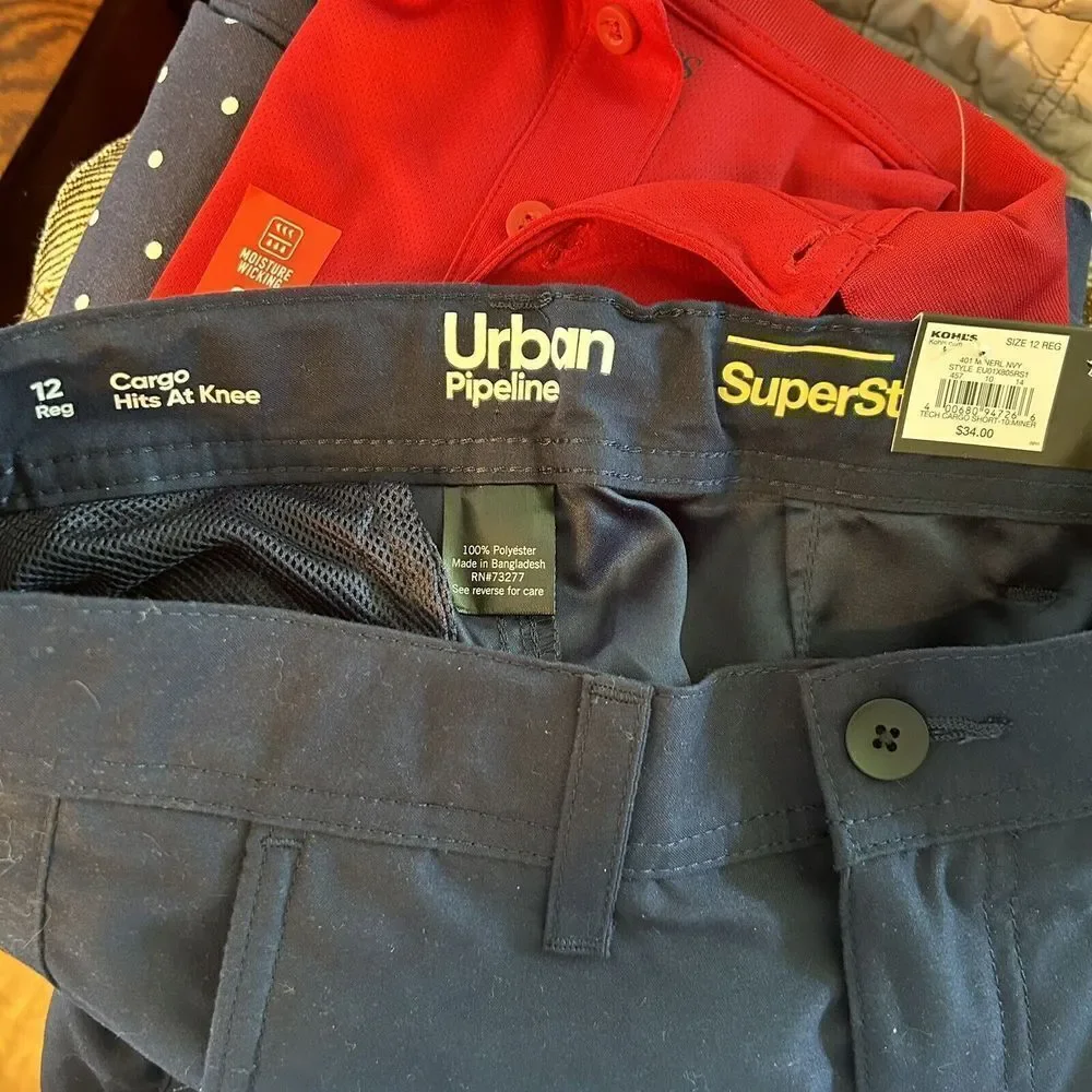 Urban Pipeline Blue Cargo Shorts Knee Length School Uniform Boys Youth Size 12